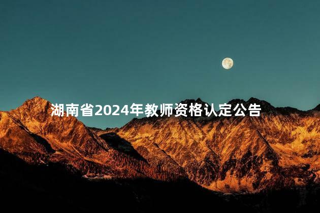 湖南省2024年教师资格认定公告
